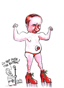 Постер на карикатура на Путин от Христо Комарницки с оригинален автограф